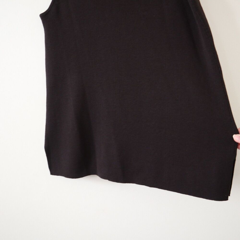 Eileen Fisher Size M 100% Wool Sleeveless Knit Top Brown Shell Tank - Picture 10 of 10